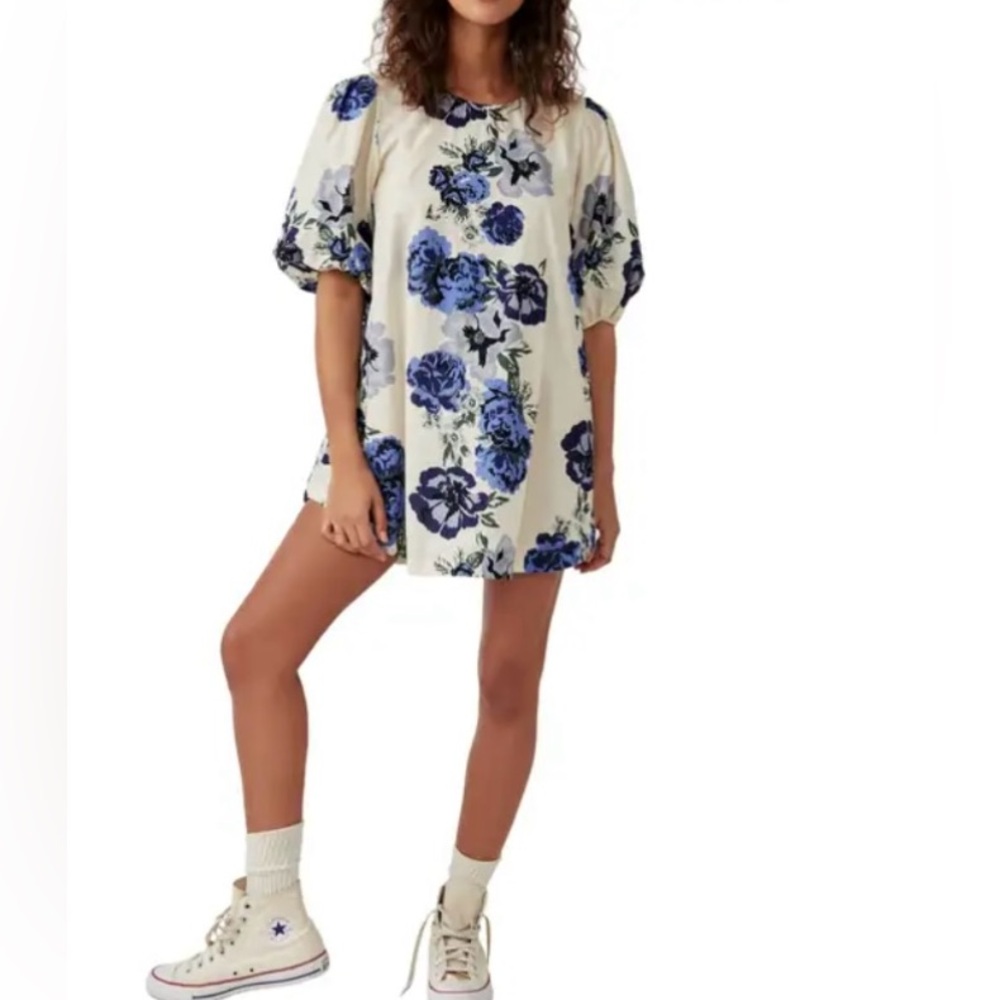 FREE PEOPLE Maye Poplin Tunic Mini Dress 
Vintage Combo Large New with Tags NWT